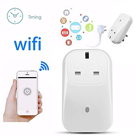 M.Way WiFi Smart Plug Outlet Switch Timer Power Socket Cell Phone Wireless Remote Control Timer Switch Turn on/off Smart Home Electronics Switch For Household Appliances Support IOS 6.1/Android 3.0 UK