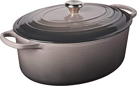 Le Creuset LS2502-357FSS Signature Enameled Cast-Iron Oval French (Dutch) Oven, 9.5 Quart, Oyster