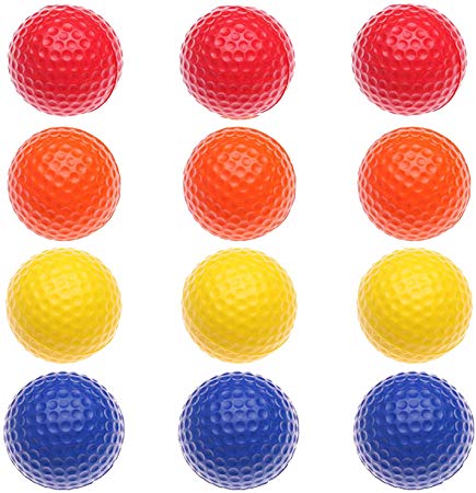 FingerTen Golf Balls Practice Foam Value 12Pcs/24Pcs，Soft Elastic Restricted Flight Indoors and Outdoors Training Aid Ball