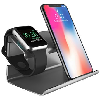 Apple Watch Stand, Cell Phone Stand for Desk, BENTOBEN NightStand Mode Charging Stand Dock Station Cradle Holder for Smartphone Tablet iPad & iWatch Series 3 2 1 & iPhone X 8 7 6S 6 Plus 5S 5C 5, Gray