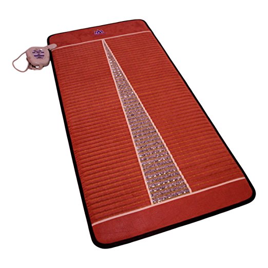 Far Infrared Amethyst Mat Pro (71"L x 32"W) - Negative Ion - FIR Therapy Heating Pad - 100% Natural Amethyst Crystals - FDA Registered Manufacturer - Adjustable Temperature Setting - Reddish Brown