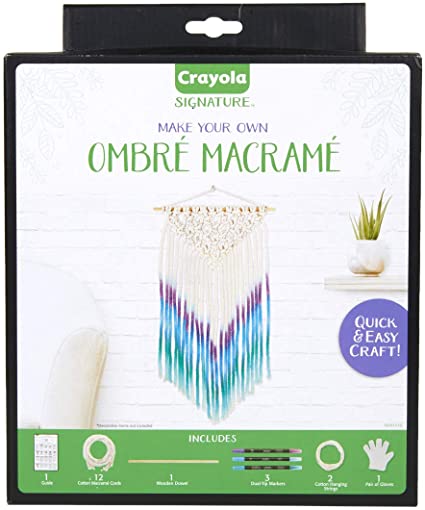 Crayola DIY Macrame Wall Hanging Kit, Ombre Macrame Supplies, Gifts for Teen Girls & Boys