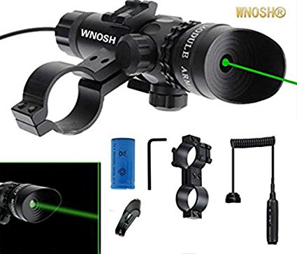 WNOSH Super Power Tactical Strike Head Adjustable Green Laser Sight Scope with Mounts for Pistol Handgun Air Gun Rifle Include Battery Charger