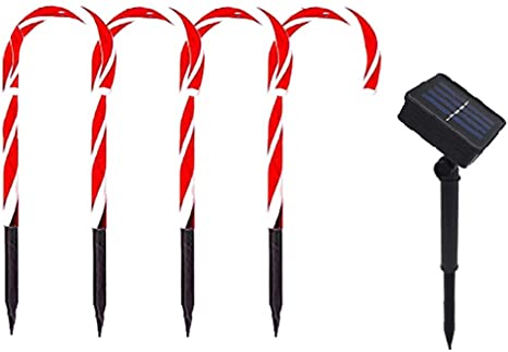 Solar Candy Cane Lights Christmas Pathway Markers Light Decorations, Light Up Candy Canes Light, Xmas Outdoor Light, for Walkway, Yard, Home, Holiday Backyard Party Decor (Red)