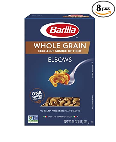 Barilla Whole Grain Pasta, Elbows, 16 Ounce (Pack of 8)