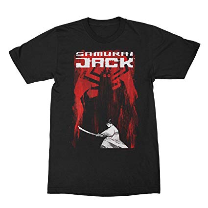Cartoon Network Men's Samurai Jack and Aku Distressed Sides Graphic T-Shirt