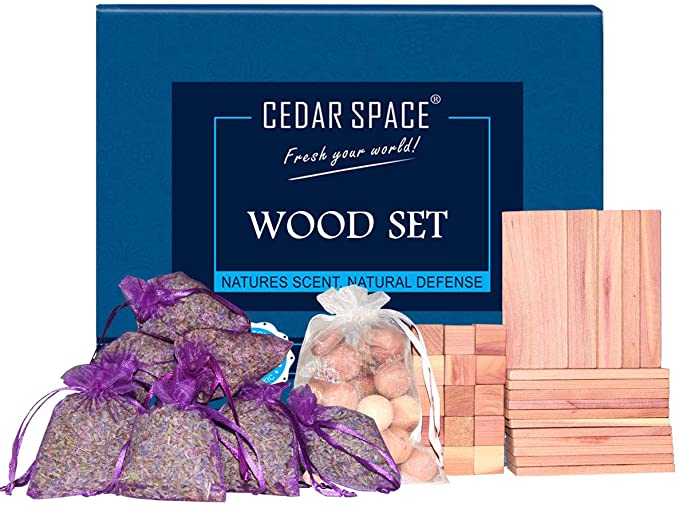 Cedar Blocks for Clothes Storage 76 Sets 100% Nature Aromatic Red Ceder Blocks and Lavender Sachets