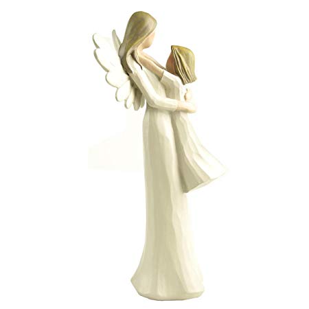 ENNAS 9.65" H Faceless Angel Figurines Mother Hug Daughter Little Girl Home Decorative