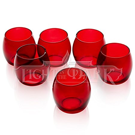 Red Glass Hurricane Votive Candle Holders Set of 12