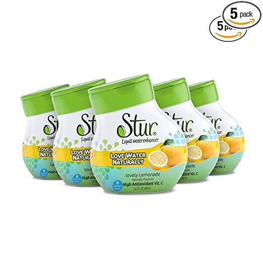 Stur Drinks - Lemonade, Natural Flavored Water Enhancer, 5 Bottles, Makes 100 Beverages, Sugar Free, Zero Calorie, Fruit Flavored Liquid Drink Mix with Stevia and Healthy Antioxidants