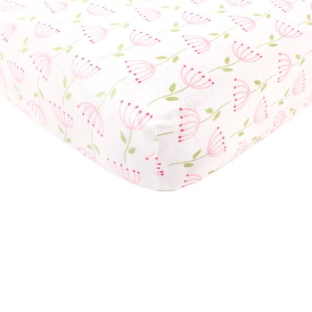 BabyVision Organic Cotton Fitted Crib Sheet, Pink Feather