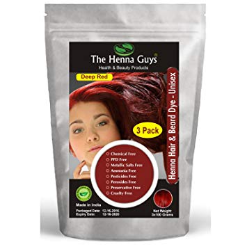 DEEP RED Henna Hair & Beard Color/Dye - 3 Pack - The Henna Guys