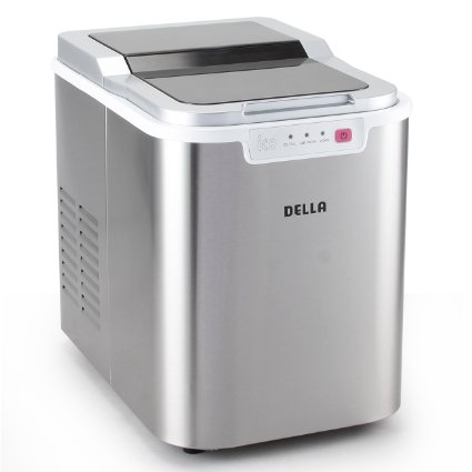 Della© Portable Ice Maker Easy-Touch Buttons Yield Up To 26 Pounds of Ice Daily Countertop Machine -Stainless Steel