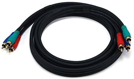 Monoprice 100960 6-Feet 22AWG 3-RCA Component Video Coaxial Cable (RG-59/U), Black