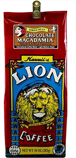 LION Chocolate Macadamia Coffee, Whole Bean, 10 Ounce