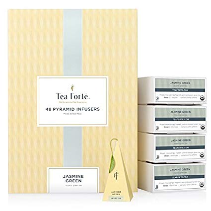 Tea Forte Jasmine Green EVENT BOX Bulk Pack, 48 Handcrafted Green Tea Pyramid Infuser Bags