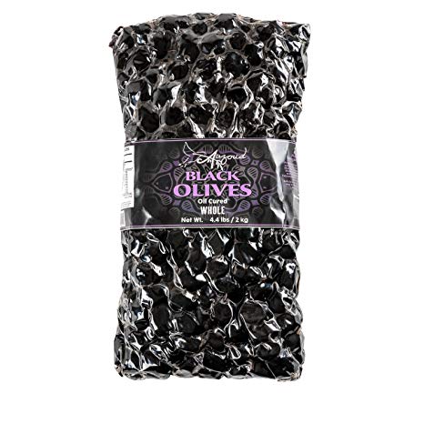 Auzoud Oil-Cured Black Olives, Whole, Supports North African Women Farmers, 100% Natural, Hand-Picked, 4.4 lb.