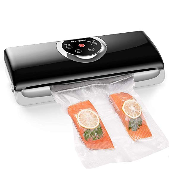 Homgeek Vacuum Sealer,Automatic Vacuum Air Sealing System for Food Preservation and Sous Vide,with Starter Kit,Dry & Moist Food Modes