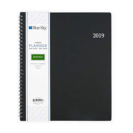Blue Sky 2019 Monthly Planner, Flexible Cover, Twin-Wire Binding, 8" x 10", Enterprise