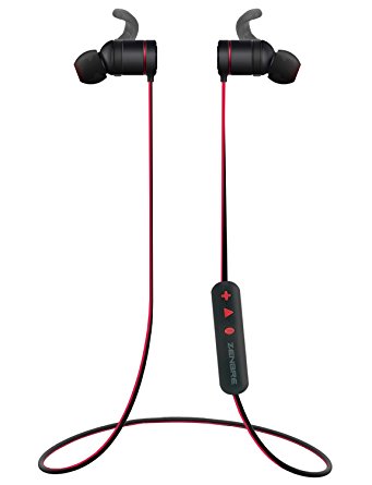 Bluetooth Headphones, ZENBRE E4 Bluetooth 4.1 Stereo In-Ear Earbuds, Wireless Headset A-alloy Housing with Magnet Attractionand Secure Ear Hooks,Sweatproof Noise Isolating with Enhanced Bass (Red)