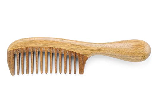 Onedor Handmade 100% Natural Green Sandalwood Hair Combs - Anti-Static Sandalwood Scent Natural Hair Detangler Wooden Comb (Wide Tooth)