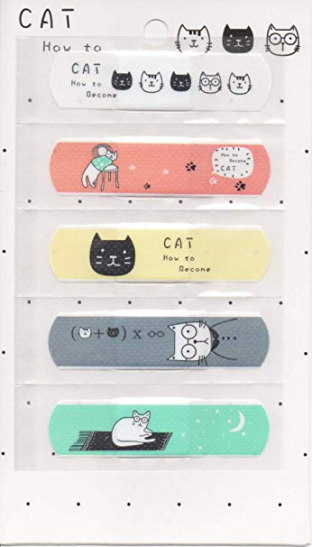 SUKRAGRAHA Cute Adhesive Bandages Lovely Cartoon Print Band-Aid Assorted (25 pc, Cat)
