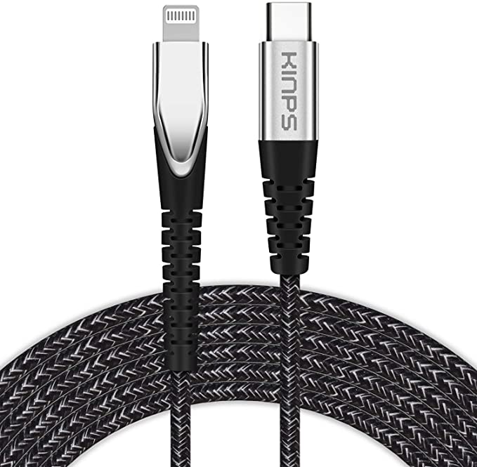 KINPS Apple MFI Certified (3ft/1m) USB C to Lightning Fast Charging Cable Compatible with iPhone 11/11Pro/11 Pro Max/X/XS/XR, Supports Power Delivery(for Use with Type C Chargers), Black Mixtures