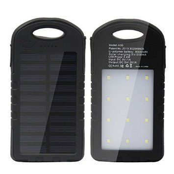 Sunyounger™ Power Black Color Portable Charger 8000mAh Solar Charger Universal Mobile Power Bank Camping Light Solar Light Flashlight Battery Charger for iphone ,smart phone,camera