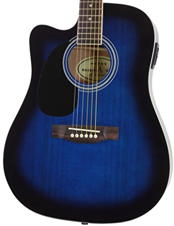 Jameson Guitars 979LH LEFT BLUE CSE Acoustic Electric Guitar with Thin line Cutaway Body with Case & Picks