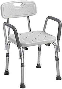 Drive Medical Knock Down Bath Bench with Back and Padded Arms, 1 Each 1 Count