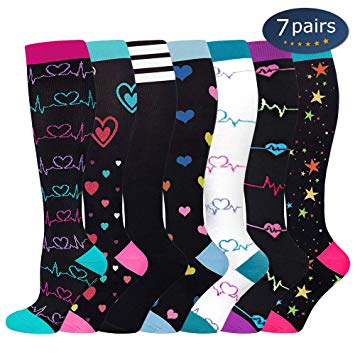 Ritta Compression Socks (2/3/4/7 Pairs),15-20 mmHg is Best Athletic and Medical for Men and Women,Socks for Running, Flight, Travel, Athletic, Edema,Pregnancy,Relieve Pain