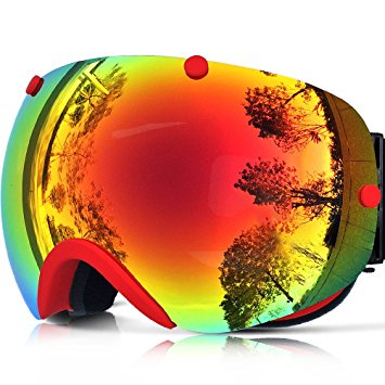 Zionor Lagopus Snowmobile Snowboard Skate Ski Goggles with Detachable Lens