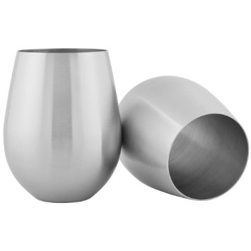 HomeLife Solutions Stainless 18 oz Steel Stemless Wine and Cocktail Glasses Pack of 2