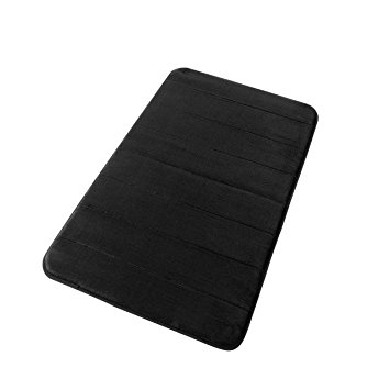 FindNew Microfiber Memory Foam Bath Mat with Anti-Skid Bottom Non-Slip Quickly Drying Black