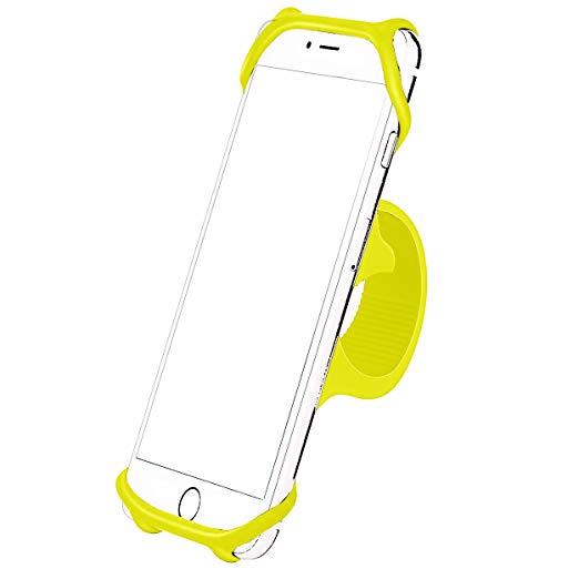 AILUN Bike Silicone Strap Phone Mount Holder,Universal Adjustable Bicycle Motorcycle Handlebar Rack Compatible iPhone 8Plus/8/7Plus/7/6S,Galaxy S9/S9 ,S8 /S8/S7/S6 and All Other Devices[Yellow]