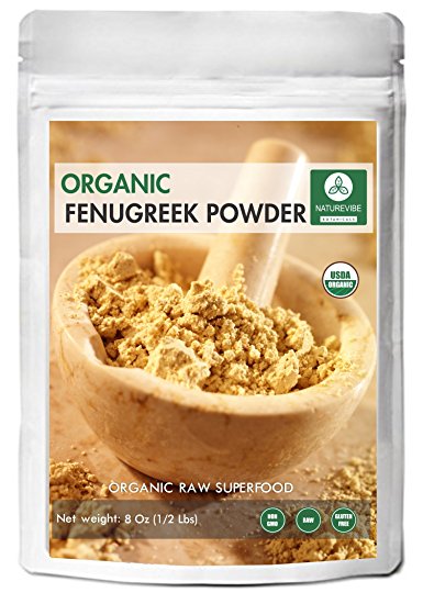 Naturevibe Botanicals USDA Organic Fenugreek Seed Powder (8 ounces) - Trigonella Foenum Graecum - 100% Pure & Natural