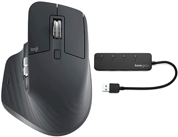 Logitech MX Master 3 Advanced Wireless Mouse and Knox 4-Port USB Hub Bundle (2 Items)