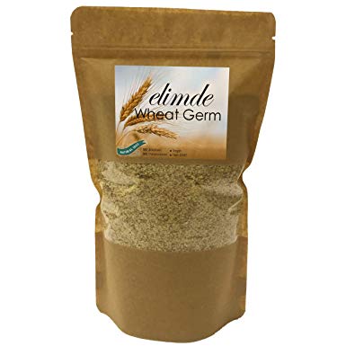 Elimde Wheat Germ (1 lb.) | 0 Natural | 0 Non-GMO Grain | Raw For Bakery Hommade Cereal Bread Cookies | High Vitamins Vegan No Additives No Preservatives (1 Pound) Resealable Pack