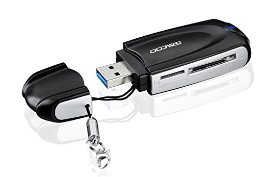 Saicoo USB 3.0 4 Slots 11 in 1 Digital Memory Card Reader, a protective cap design, SD/Micro SD