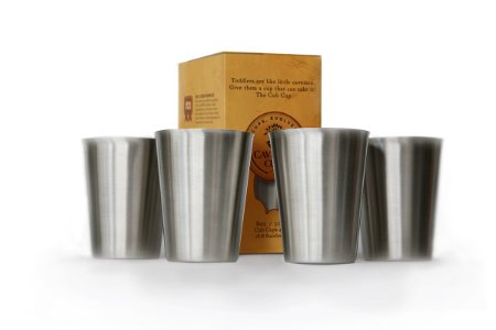 Cub Cups for Toddlers & Kids. 18/8 Stainless Steel 8oz Tumbler 4 Pack. Transition Baby from Bottle/ Sippy to Regular Cup.