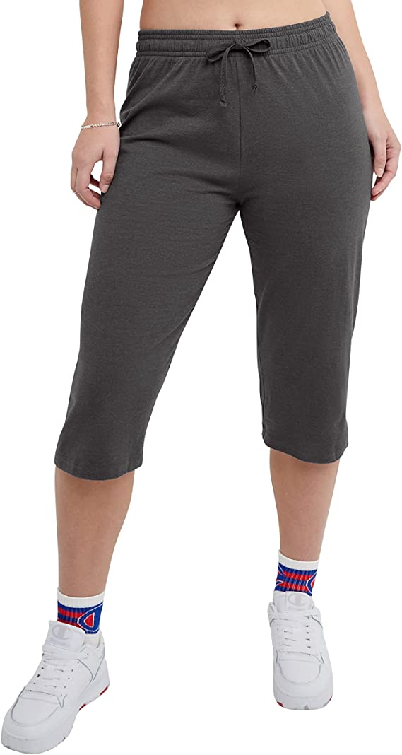 Champion Women's Cotton Capris, Women’s Drawstring Cropped Sweatpants, Women’s Capri Pants, 18"