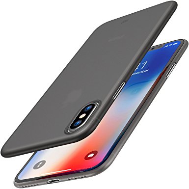 TOZO for iPhone X Case, PP Ultra Thin [0.35mm] World's Thinest Protect Hard Case [ Semi-transparent ] Lightweight [Matte Black]