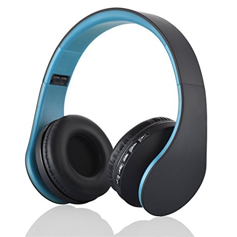 SinoPro Wireless Bluetooth 3.0   EDR Digital 4 in 1 Multifunctional Stereo On-ear Headsets Headphones with Microphone MicroSD / TF Card Slot FM Radio for Smart Phones Tablet PC Notebook (Blue)