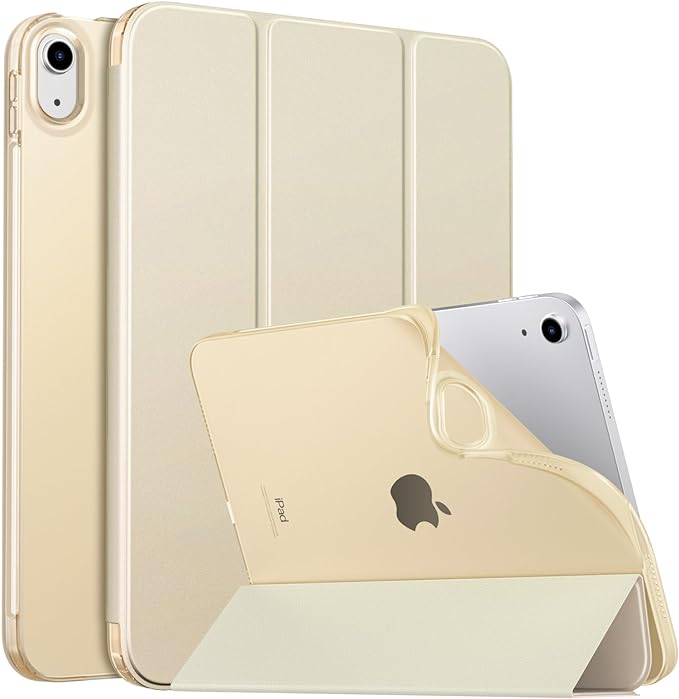 MoKo Case for New iPad 10th Generation Case 2022, iPad 10.9 Case with Soft TPU Translucent Frosted Back Cover, Slim Shell Stand Case with Auto Wake/Sleep, Support Touch ID, Champagne Gold