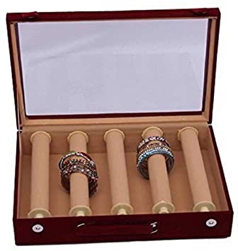 Kuber Industries 5 Rods Transparent Bangle Organizer Box Velvet Coated Jewelry Storage