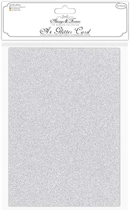 Craft Consortium Always & Forever A4 Glitter Cardstock 10/Pk-Silver