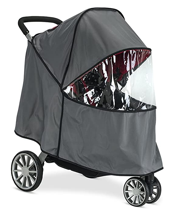 Britax B-Lively Stroller Wind and Rain Cover | Easy Install   Air Ventilation   Storage Pouch Included , Grey , 30x19x34 Inch (Pack of 1)