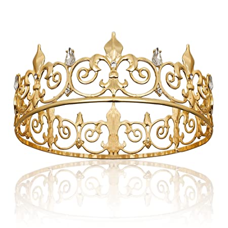 Gold King Crown for Men, Metal Royal Prince Crown and Tiaras for Birthday Prom Party Hats Costume