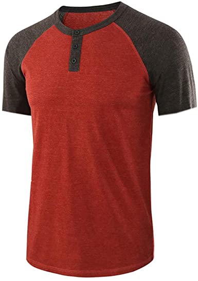 acelyn Men's Casual Long Sleeve Henley T-Shirts Pure Color V Neck Button Quick Dry Top