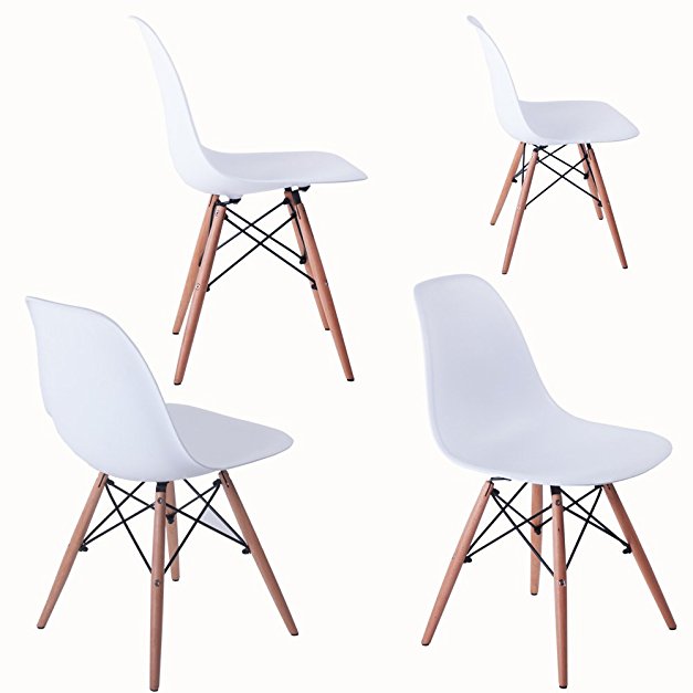 BTM Dining Chairs High Quality Retro Designer Style Eiffel Lounge Dining Chair X4 (White)